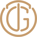 Circular tan logo with stylized intertwined letters "C" and "G" in a minimalist design.