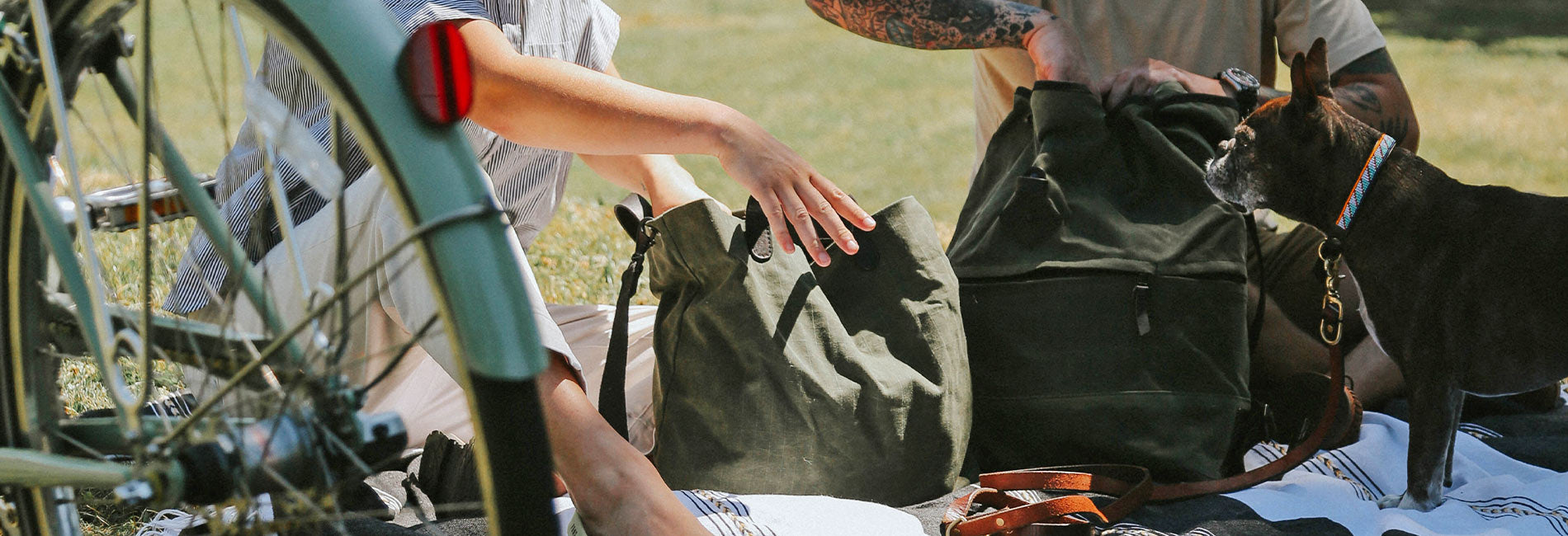 green canvas bag