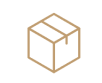 Brown line-drawn cube icon with visible top and side faces, centered on white background.